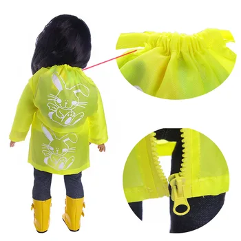 Bábiky Oblečenie Žltý Pršiplášť Batoh Dáždnik Pre 18-Palcové American Doll Dievča je 43 Cm Znovuzrodené Dieťa Generácie Príslušenstvo,Dieťa Hračku