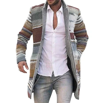 Novo pánske Dlhé Bundy Teplý Zimný Kabát Cardigan Bežné Zákopy Srsti Prekladané Outwear