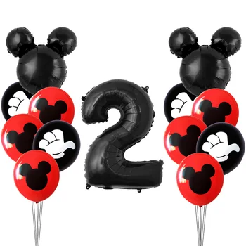 14pcs Zlato Mickey Minnie Mouse Hlavou Fóliové Balóniky Detí, Narodeniny, Party Dekorácie Deti Globos 32inch Čierne Číslo Latexové Hračky