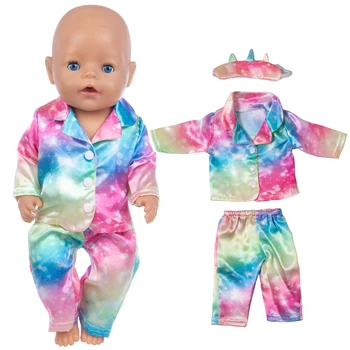 2021 Nové Pyžamo + očná maska Doll oblečenie vhodné Pre 43 cm zapf dieťa Reborn Bábiky oblečenie, Dojčenské Oblečenie A 18-palcové Bábika Príslušenstvo
