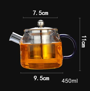 Vysoko kvalitné Sklo Kvet Čaj Hrniec 450ml,Káva TeaCup Kanvicu Čaju Leaf Bylinné Káva, Fľaša Praktické hrniec