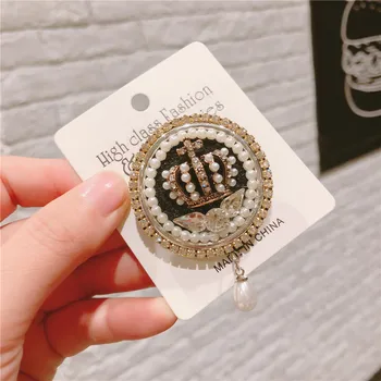 Kórejský Vysoký Stupeň Brošne Kolo Koruny Crystal Pearl Drahokamu Brošňa Vintage Pin Šatkou Spona Šatku Pracky Ženy Príslušenstvo
