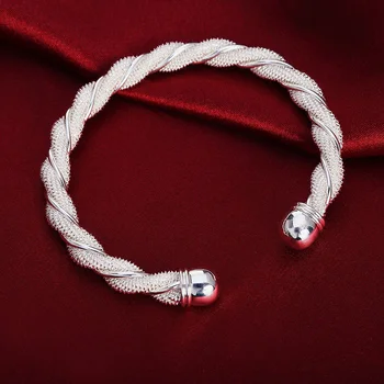 Kórejský módne 925 sterling Silver Náramky jemné Krúteného drôtu prívesky pre Ženy Strany luxusné svadobné doplnky, Šperky