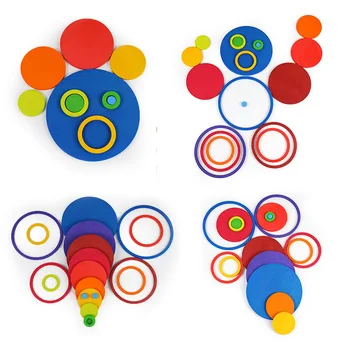 LIQU Drevené Pstruh na Skladanie Hračiek-Stohovanie Rainbow Stacker Hniezdenie Bloky Puzzle Montessori Rainbow Stohovanie Hračky Hry Kreatívne