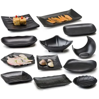 Kuchyňa Riad Set Creative Black Potravinársky Plastové Kosti Doska Osobnosti Sushi Ovocný Tanier Dezertný Reštaurácia Kuchyňa Jedlo