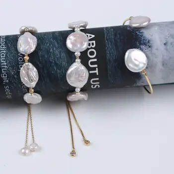 Veľký barokový sladkovodné perly perličiek náramok pre propagáciu darčeky nastaviteľné chian