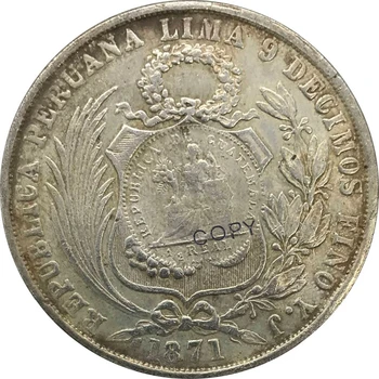 1871 Guatemala 1 Jeden Peso 1/2 Reálne Cupronickel Á Strieborných Zberateľských Kópiu Mince