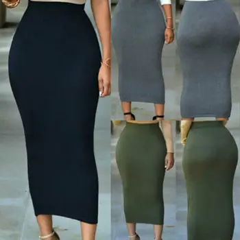 2020 Nové Značky Moslimských Hrubé Pevné Sukne Bodycon Štíhly Vysoký Pás Úsek Dlhý Ženy Ceruzku Sukne