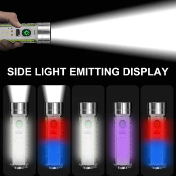 Super Jasné LED Baterka s White/red/blue/purple Bočné Svetlo a Silné Magnety 30W LED Knot Osvetlenie na 1500 Metrov