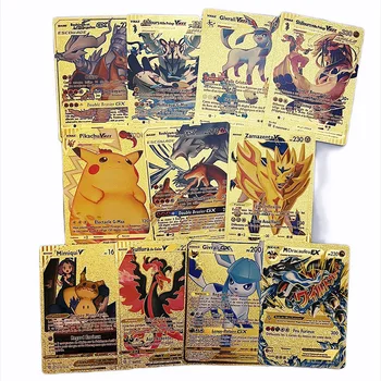 58 kusov Pokémon Gold Karty Box Zlatý List francúzsky Hracie Karty Metalicas Charizard Vmax Gx Séria Hry Krabica