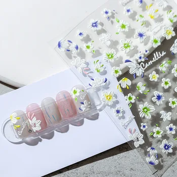 Krásne Biele Kvety List na Nechty, Nálepky Lete Malý Kvet 3D Nail Art, Ozdoby Samolepiace Jazdca Manikúra Obtlačky Vzory