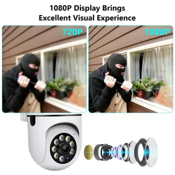 WiFi IP Kamera, 4X Zoom Vonkajšie bezpečnostné Kamery Farebné Nočné Videnie Ai Ľudských Detekcie Bezpečnostné CCTV Mini Surveillance Camera