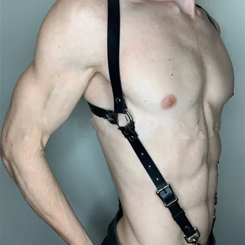 Muž Postroj Bielizeň, Kožené Exotické Topy Fetish Mužov Oblečenie BDSM Telo prsný Úväz Opasky, Traky Gotický Punk Gay Kostýmy