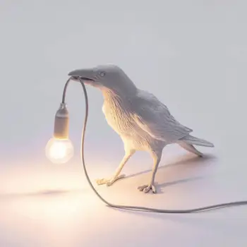 Stolná Lampa Vták Tvar Noc Lampa Energeticky Úsporné Stolná Lampa Pevné Dekoratívne Vysoký Jas Stabilné Živice Šťastie Vták Vrana Nástenné Svietidlo