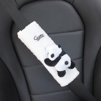 Roztomilý Kreslený Panda Bábika Plyšový Univerzálny Auto Volant, Kryt Auto Bezpečnostným Pásom Kryt Napodobniť Baránok Vlna Zime Auto Príslušenstvo