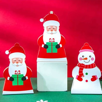 10Pcs štedrý deň Apple Darčeka Santa Vianočné Snehuliak Prospech Candy Boxy Tortu Potravín Kreslený Obal Vaku Nový Rok Party Dodávky