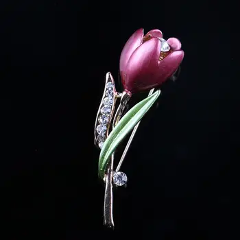 Elegantná Kvetina Tulipán Brošňa Pin Drahokamu Crystal Kostým Šperky, Oblečenie, Doplnky, Šperky, Brošne Na Svadbu