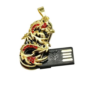 Módne Šperky Dragon Náhrdelník USB Flash Disk 128 GB 16 GB 32 GB USB kľúč 2.0 Memory Stick Pendriver Pero Disk Mini Usb Kľúč 64GB