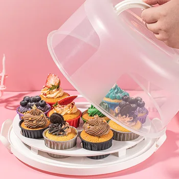 JO ŽIVOT 1Set Transparentné Cake Box Plastový Svadba Cake Obale Pad Začiarknutie Políčka Cupcake Muffin Dome Držiteľ Prípadoch