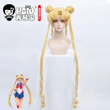 Tsukino Usagi cosplay parochňa Blond Dvojitého Copu Dlhé Kučeravé Dať preč značky parochňu net