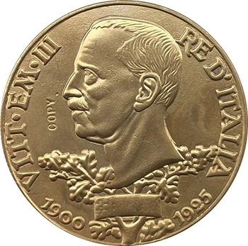 24 K Zlatom 1925 Taliansko 100 Lire mince kópia