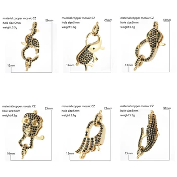Krokodíl Chrobák Had Zvieratá Pracky zobrazili kľúčové tlačidlá pre Šperky, Takže Diy Náhrdelník Príslušenstvo Medi Vykladané Zirkón