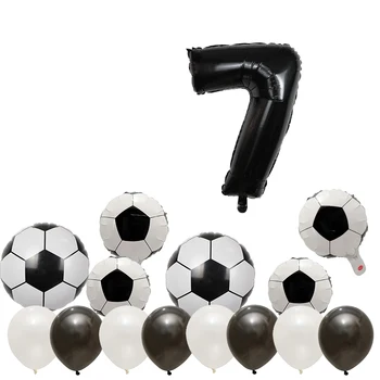 15pcs 30inch čierna 1 2 34 5 6 7 Čísel Futbal Fóliové Balóniky Futbal Globos pre Dieťa Sprcha Narodeniny, Party dekorácie dodávky