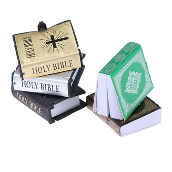 1pc Nový 1:12 Rozsahu Miniatúrny domček pre bábiky Mini Papier Biblia Kniha Pre Doll House Model Nábytok, Doplnky, Hračky