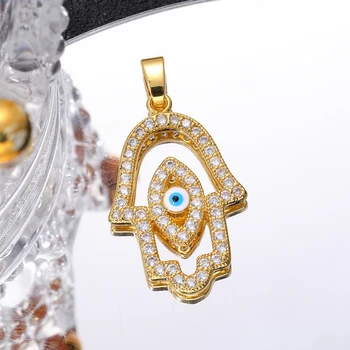 Juya DIY Luxusné Multicolor Cubic Zirconia Smalt grécky Zlým Okom zobrazili kľúčové tlačidlá Pre Ručné Ženy Módny Prívesok turecký Šperky Robiť