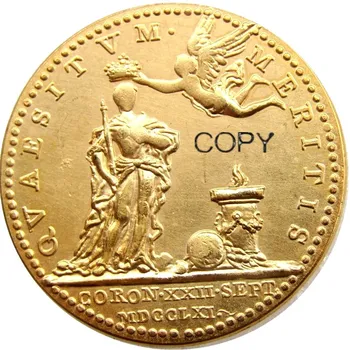 ANGLICKO MEDAILA 1761 GRANDE BRETAGNE COURONNEMENT CHARLOTTE DE MECKLEMBURG pozlátená Kópia mince