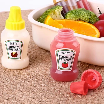 2 ks Mini Omáčkou Fľaša 25ml Zálievkou Kontajner Kečup Prenosné Fľaše Korenín Pohárov Pre Deti, Dospelých, Na Obed Večera