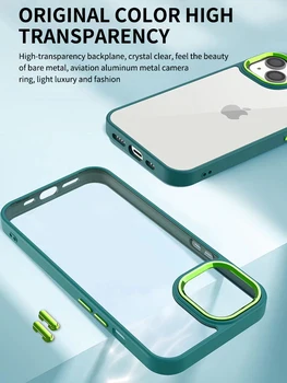 Luxusný Transparentný Shockproof puzdro pre iPhone 13 12 11 14 Pro Max Mini X XR Kovové Fotoaparát Ochrany Candy Mäkký Rám Jasné Kryt