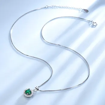 UMCHO Kolo Nano Kameň Náhrdelníky & Retiazky 925 Sterling Silver Šperky Vytvorené Emerald Náhrdelník Pre Ženy Darček S Reťazca Nové