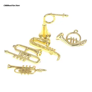 24Pcs/Set Mini Zlatá Trúbka Saxofón dychové nástroje Bábika Hudobný Nástroj pre Bábiky Music House Bar Bábika Príslušenstvo