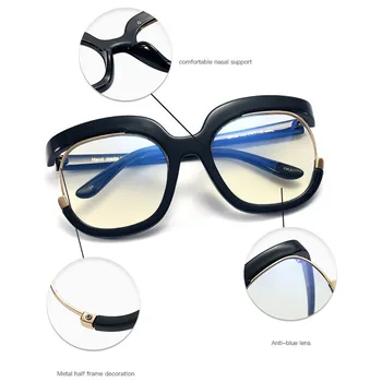 Klasické Nadrozmerné Anti Modré Svetlo Krátkozrakosť, Okuliare, Rám Ženy, Luxusné Značky Ženský Optické predpis Transparentné Eyeglasse
