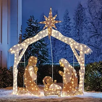 Vianočné Osvetlenie Betlehemom Teplá Biela Dvore Rovine Maľovanie Na Veľkú Noc, Vianoce Vonkajšie Dvore, Záhrada Domov Prípade Dekorácie