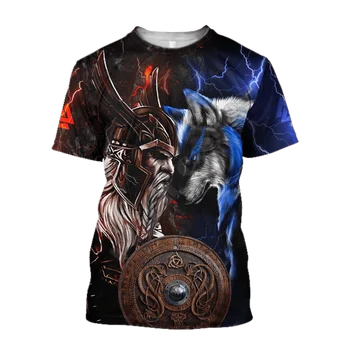 Viking Ragnar a Wolf 3D celého Vytlačené t košele ženy, pre mužov, Príležitostné Letné Tričká Krátky Rukáv, tričká, Cosplay Kostýmy 02