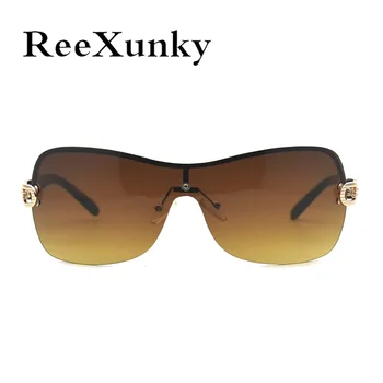 ReeXunky bez obrúčok slnečné Okuliare Ženy 2021 Módne Luxusné Retro Nadrozmerné Jeden Kus Odtiene Pánske Retro Clonu UV400 zonnebril dames