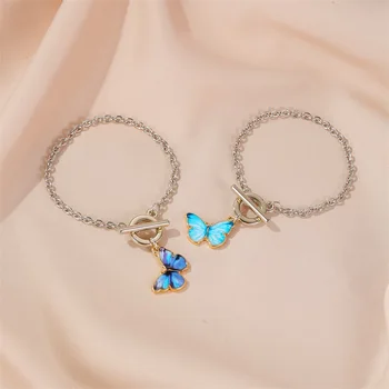 Todorova Kórejský Blue Gradient Motýľ Náhrdelník Pre Ženy, Dievčatá Ročník Harajuku Choker Náhrdelník Príslušenstvo Šperky