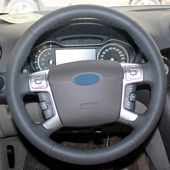Ručne šité Čiernej Umelej Kože Auto Volant, Poťahy na Ford MONDEO 2007-2012 CHIA-X S-MAX 2007