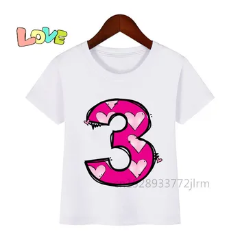 Boy&Girl 3 ročný T Shirt Deti Cartoon Narodeniny Číslo 3 Tlačiť T-shirts Dieťa Kawaii som 3 Vtipný Darček Tričko Deti Topy