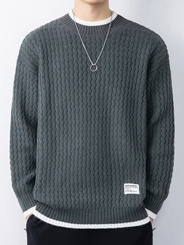 2022 Osobné mužov sveter pravidelné kolo krku prispôsobiť reklamy sveter A1389 twist hnedá, khaki čierna bavlna