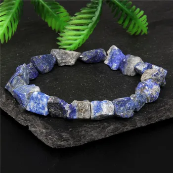 9-12mm Nepravidelný Crystal Korálky Náramok Drsné Prírodné Kamenné Ruže Quartzs Náramky Modrá lapis lazuli Energetický Náramok Ženy Muži