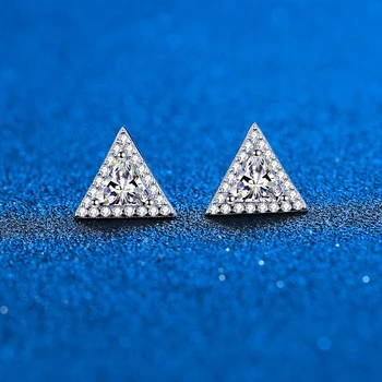 Reálne Moissanite Stud Náušnice 14K Á Mincový Striebro Trojuholník Rez Moissanite Diamond Náušnice pre Ženy, Svadobné Šperky