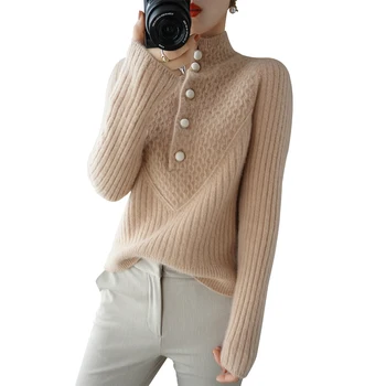 Cashmere sveter žien klope pulóver dlhým rukávom sveter dámy pletené farbou base jeseň a v zime vlny sveter hot