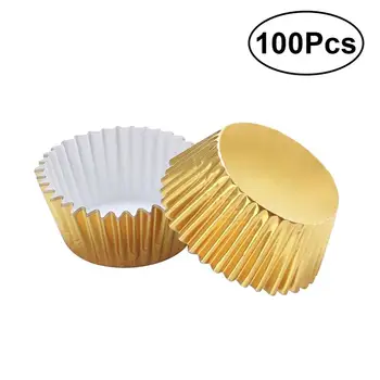 100ks Hliníkovej Fólie Poháre Povrch Vložky Muffin Cupcake Papierové Zlato Mini Tortu Formy Muffin Formy na Pečenie Formy Zdobenie Nástroje