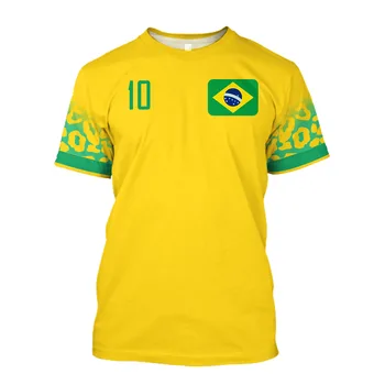 Brazília Futbal Tričko pánske Futbal TshirtDIY Vzor Letné Športové pánske Tričko Krátky Rukáv Pevné Top Rýchle Suché Priedušná