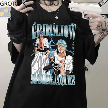 Vintage Topy Anime Grimmjow Jaegerjaquez Bleach Pocta T-Shirts Cartoon Bleach Ichigo Grafické Tees Harajuku Letné Topy Unisex
