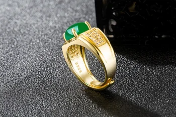 22K Žlté Zlato Emerald Pánske Prstene 2021 Drahokam Jewlery Organizér Svadobné Zelené Prstene Páry, Resizable Zlaté Šperky, Luxusné