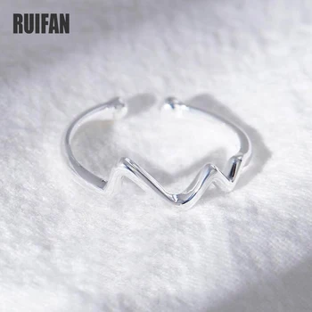 Ruifan Srdce Biť Tvar, Nastaviteľné 925 Sterling Silver Krúžky pre Ženy Jednoduché Módy kórejský Šperky Otvoriť Krúžok Vianočné YRI078